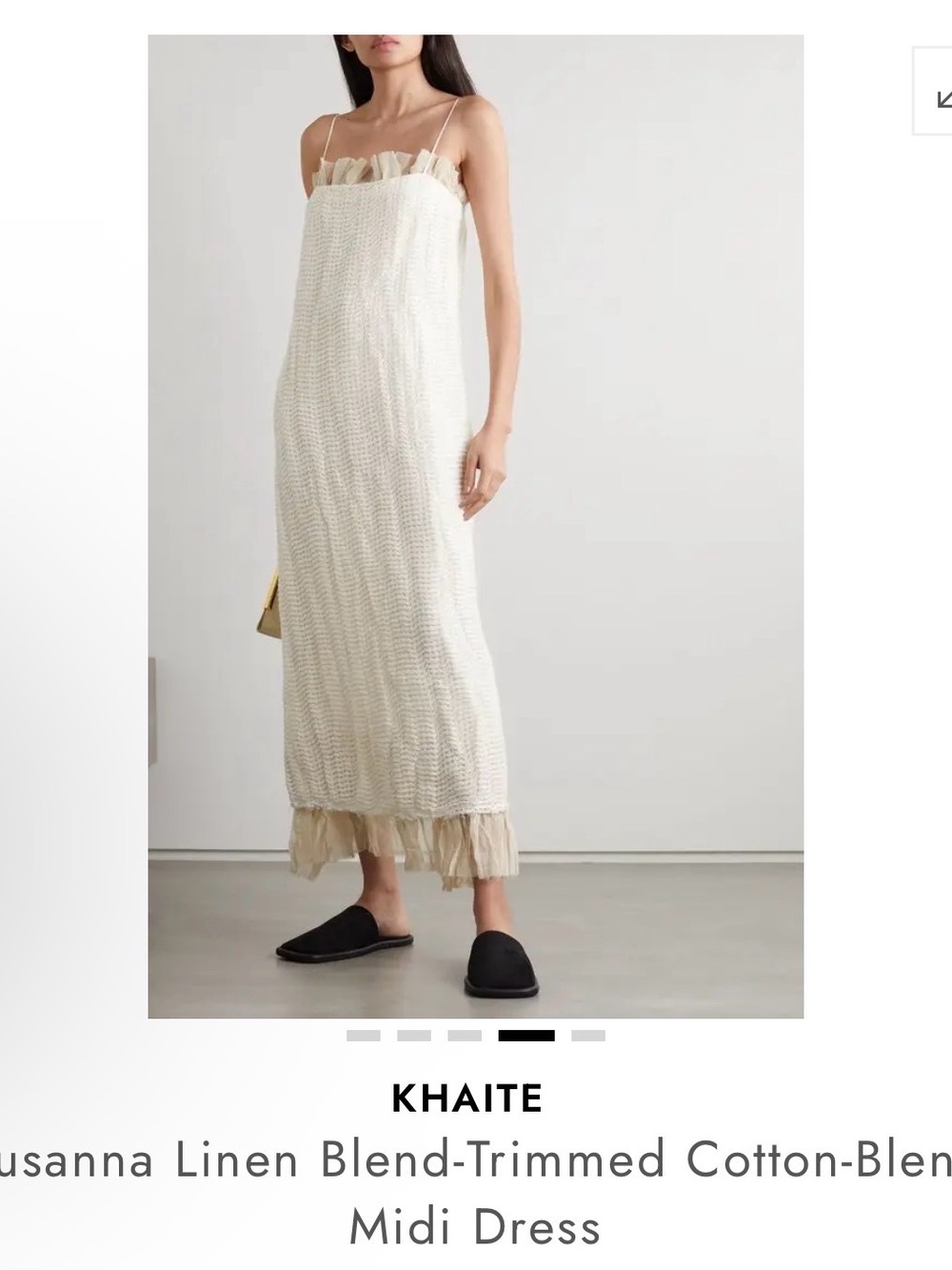 Khaite Susanna Cream Linen-Blend Midi Skirt
